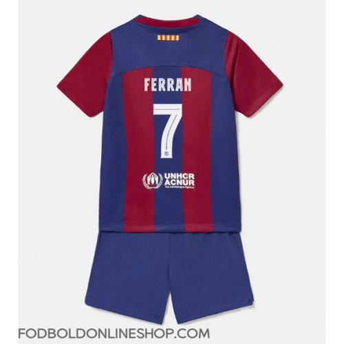 Barcelona Ferran Torres #7 Hjemme Trøje Børn 2023-24 Kortærmet (+ Korte bukser)